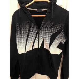 Nike Hoodie Men's Small Black Full Front Logo RN#58323 Excellent Condition
